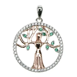 Mother Earth With Cubic Zirconia Detailing Rose Gold Plated Solid 925 Sterling Silver Pendant