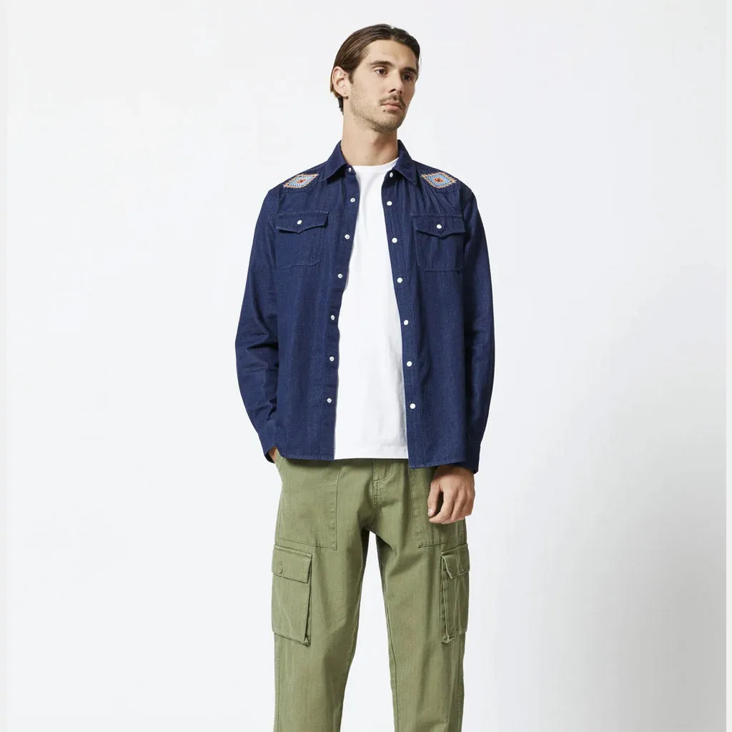 MR SIMPLE : WESTERN LS SHIRT : Raw Blue