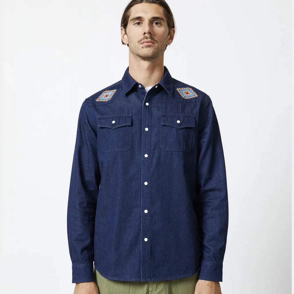 MR SIMPLE : WESTERN LS SHIRT : Raw Blue