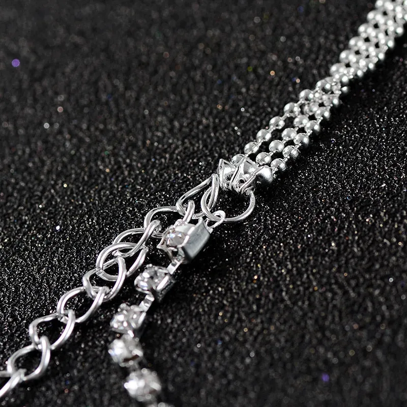 Multilayer Crystal Charm Anklet