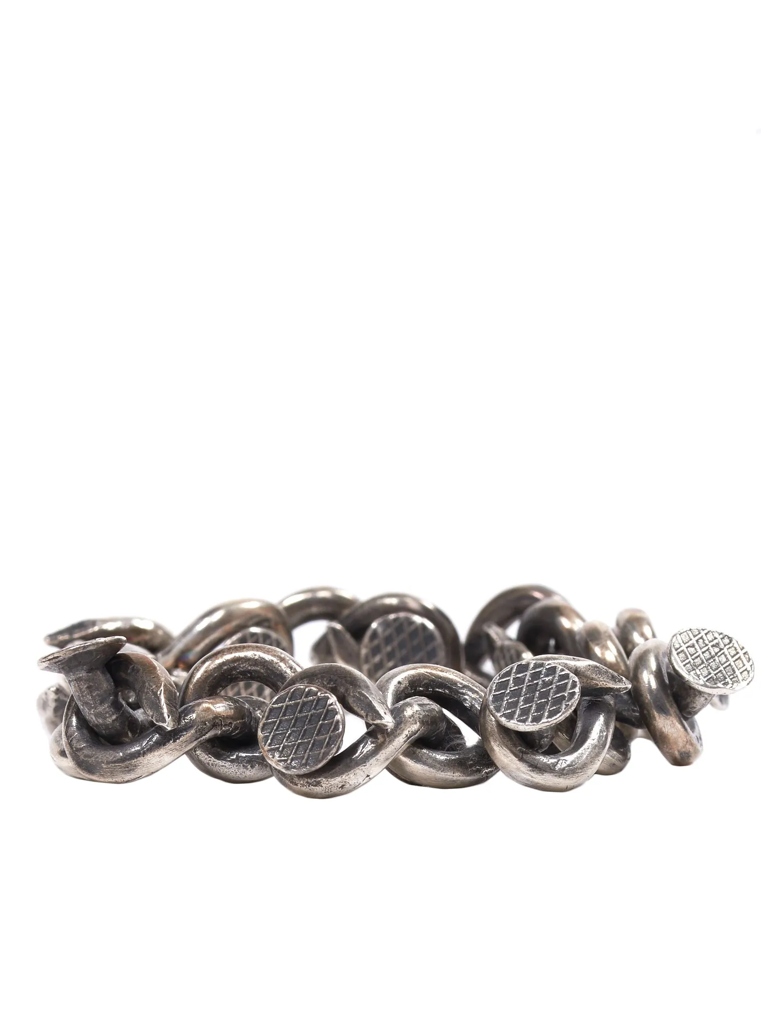 Nail Chain Bracelet (G-BR09B-OXIDIZED-SILVER)