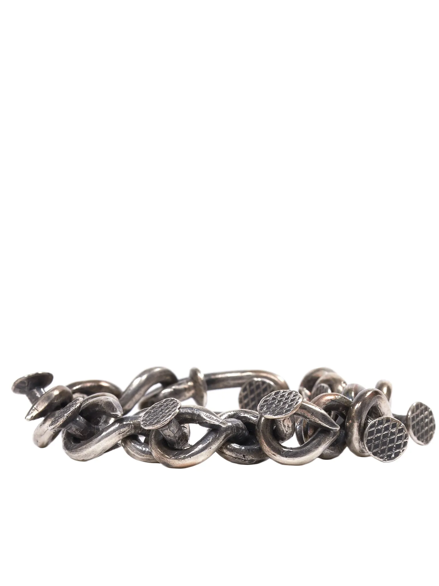 Nail Chain Bracelet (G-BR09B-OXIDIZED-SILVER)