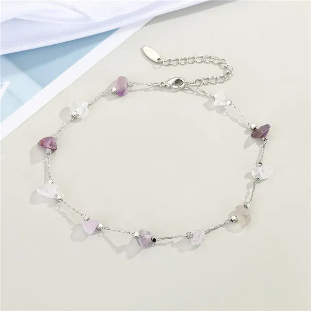 Natural Stone Beaded Ankle Bracelet For Women