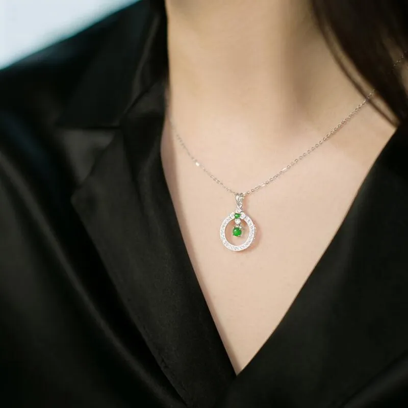 new natural chalcedony chain necklace light luxury exquisite green small pendant