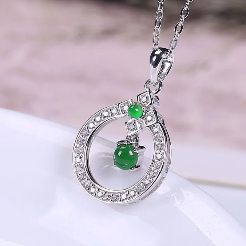 new natural chalcedony chain necklace light luxury exquisite green small pendant