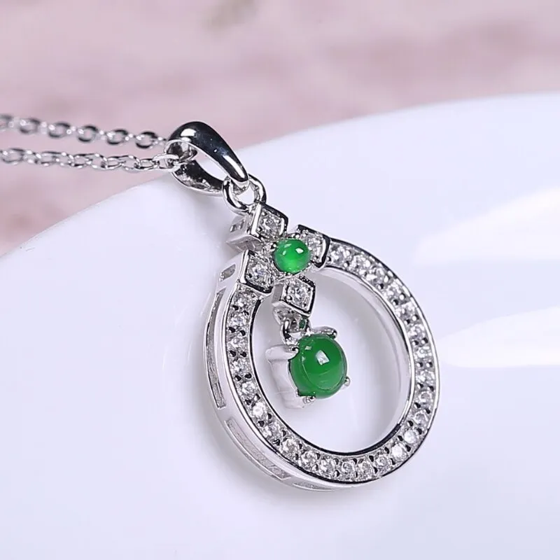new natural chalcedony chain necklace light luxury exquisite green small pendant