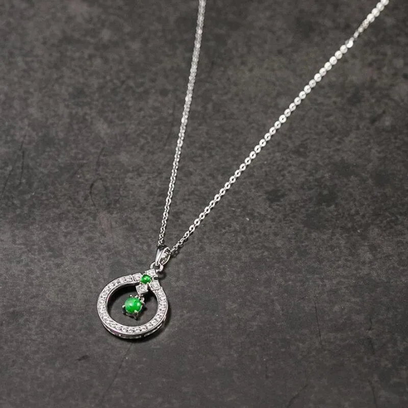 new natural chalcedony chain necklace light luxury exquisite green small pendant