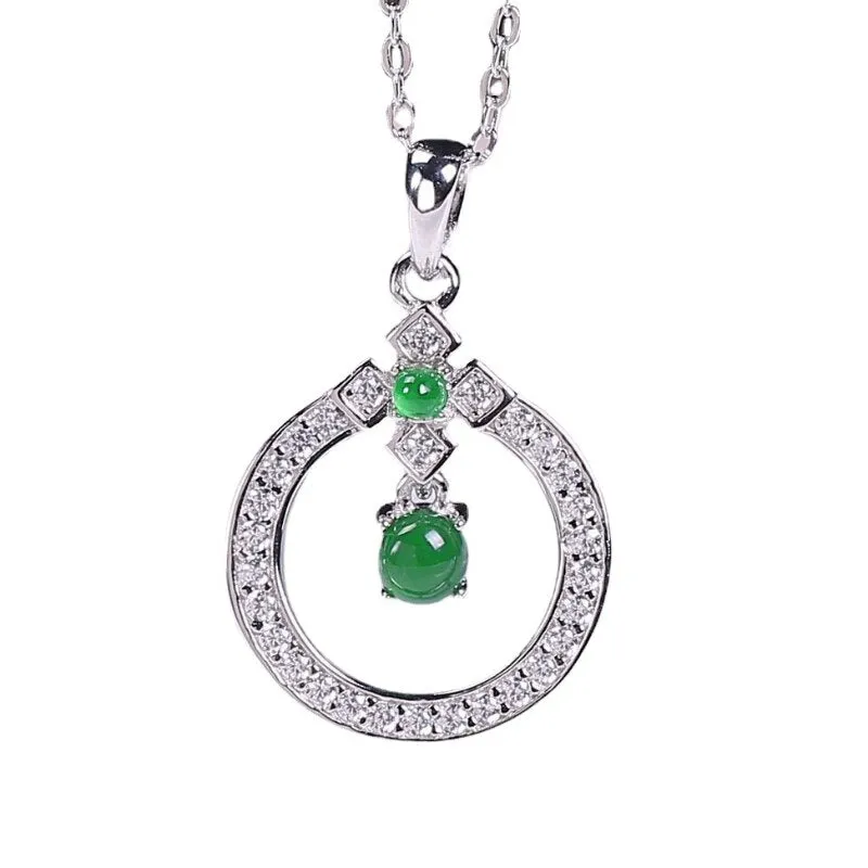 new natural chalcedony chain necklace light luxury exquisite green small pendant