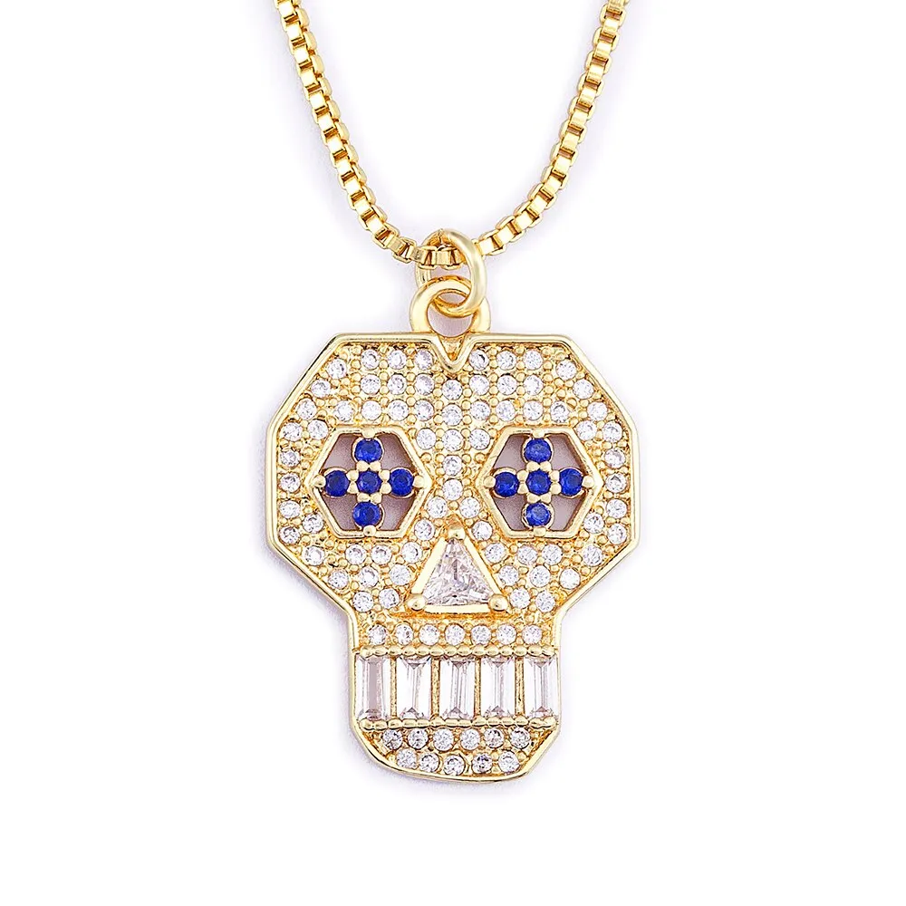 New Punk Skull Shiny Crystal Exquisite Zircon Pendant Necklace Women