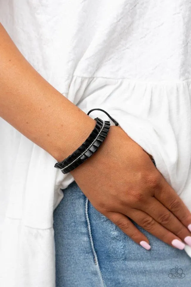 Paparazzi Hard to PLEATS- Black Bracelet