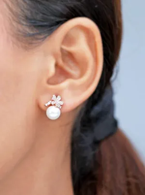 Pearl Cherry Blossom Stud Earrings (Pure Silver)