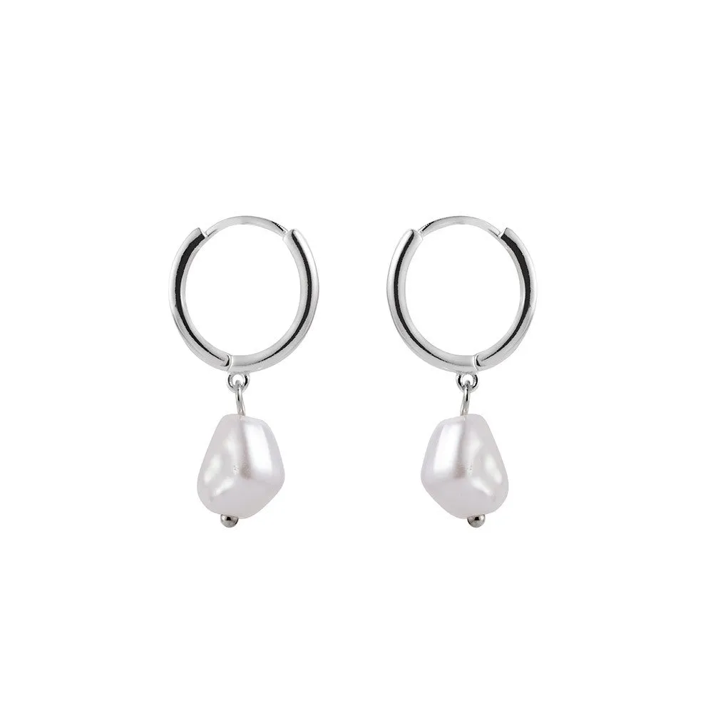 Pearl Gold Mini Hoops