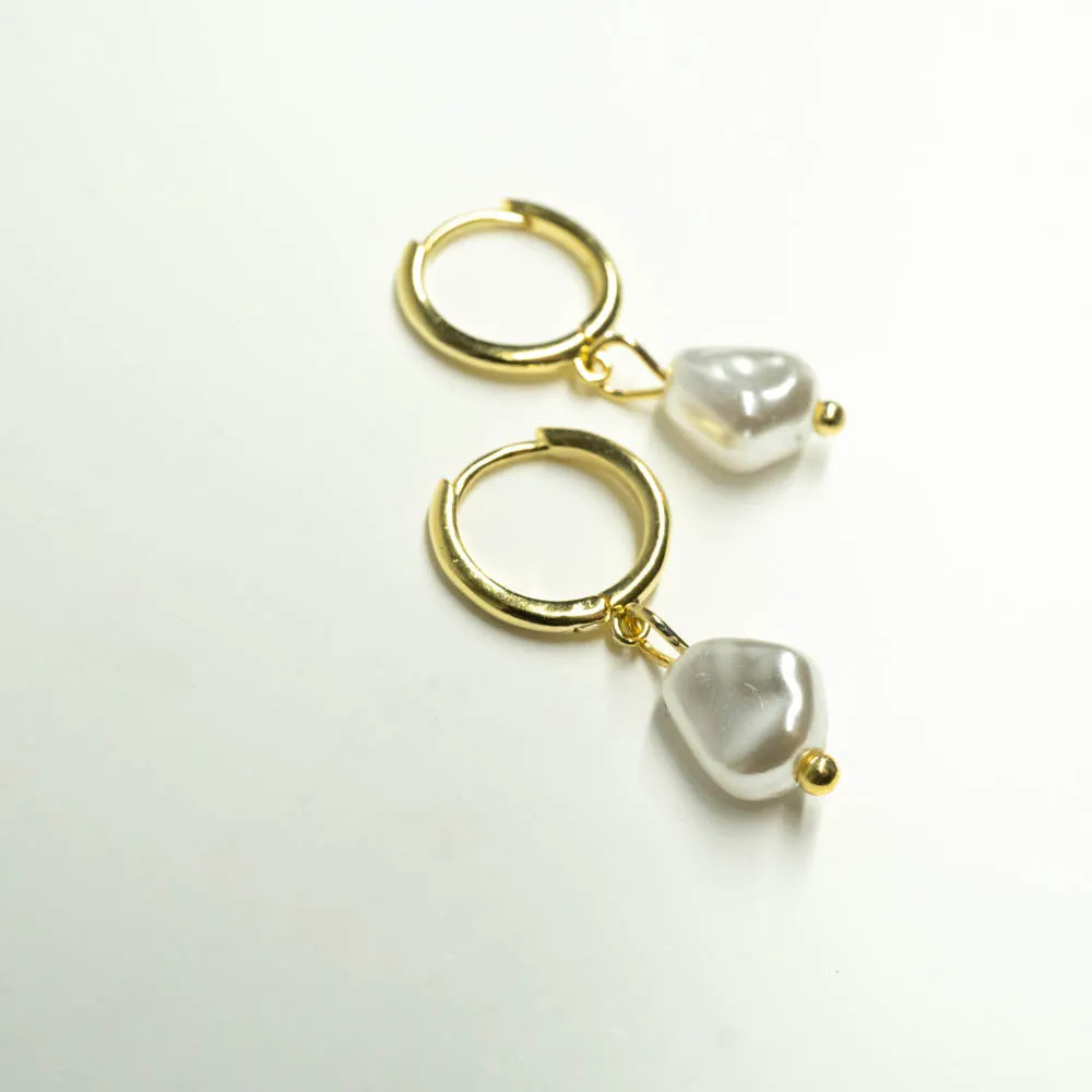 Pearl Gold Mini Hoops
