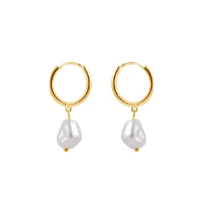Pearl Gold Mini Hoops