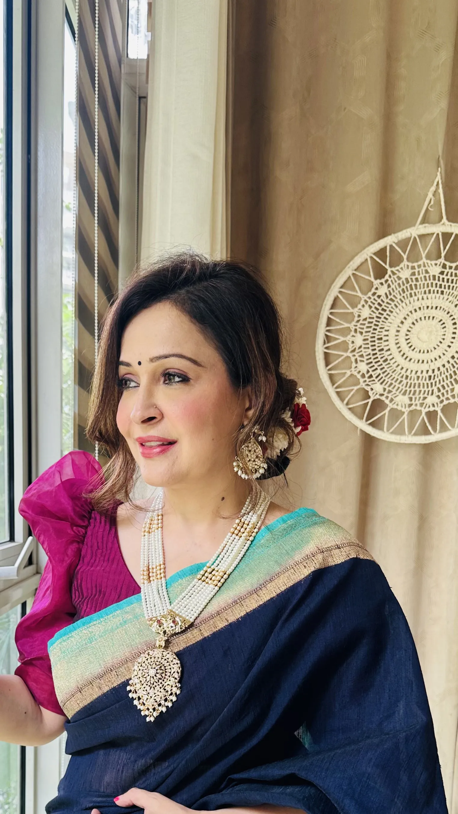Petal Shaped Rani Haar Jadau Long Necklace (without Earrings)