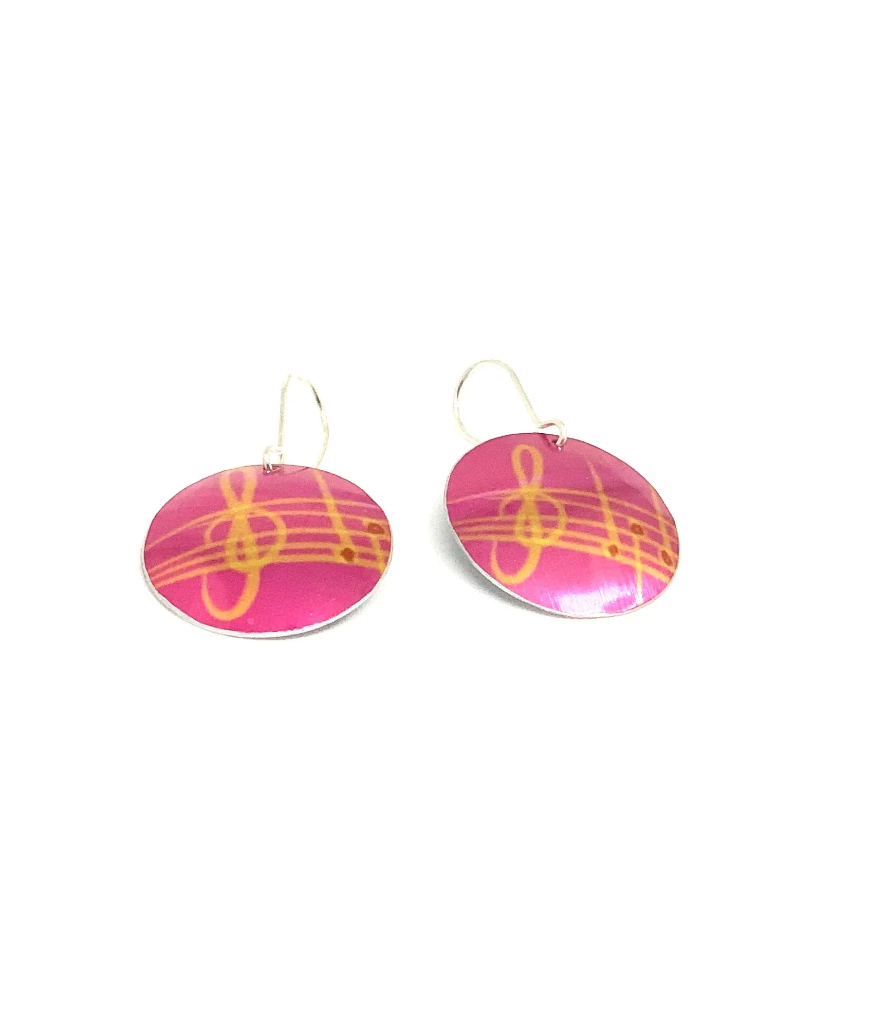 Pink musical aluminium/silver Coloured Earrings