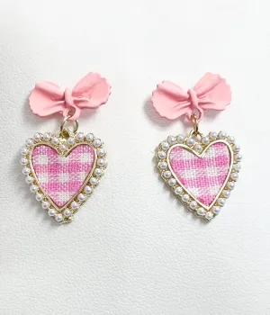Pink Pearl Heart Earrings
