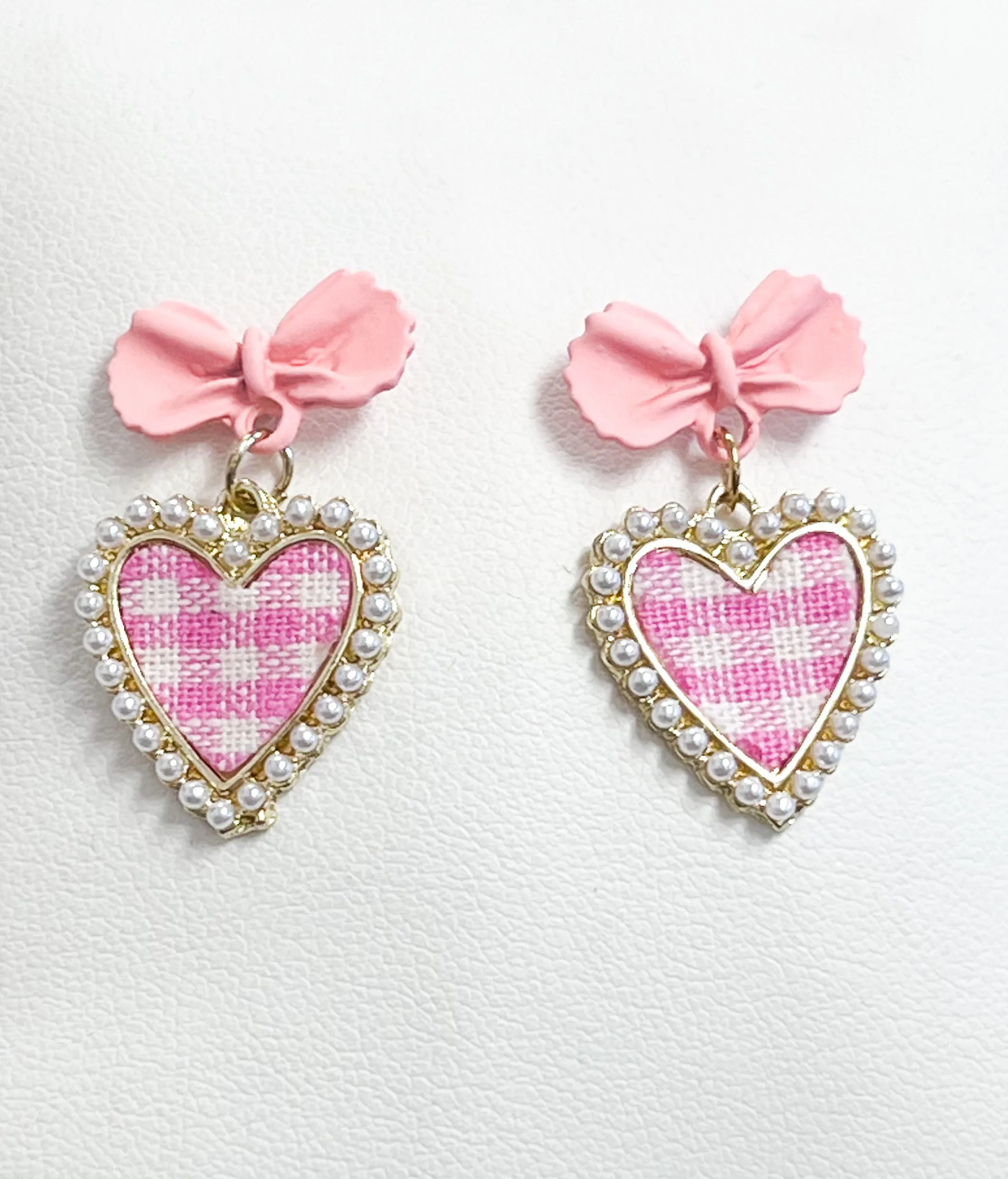 Pink Pearl Heart Earrings