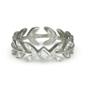 Platinum and Diamond "Wheat" Ring