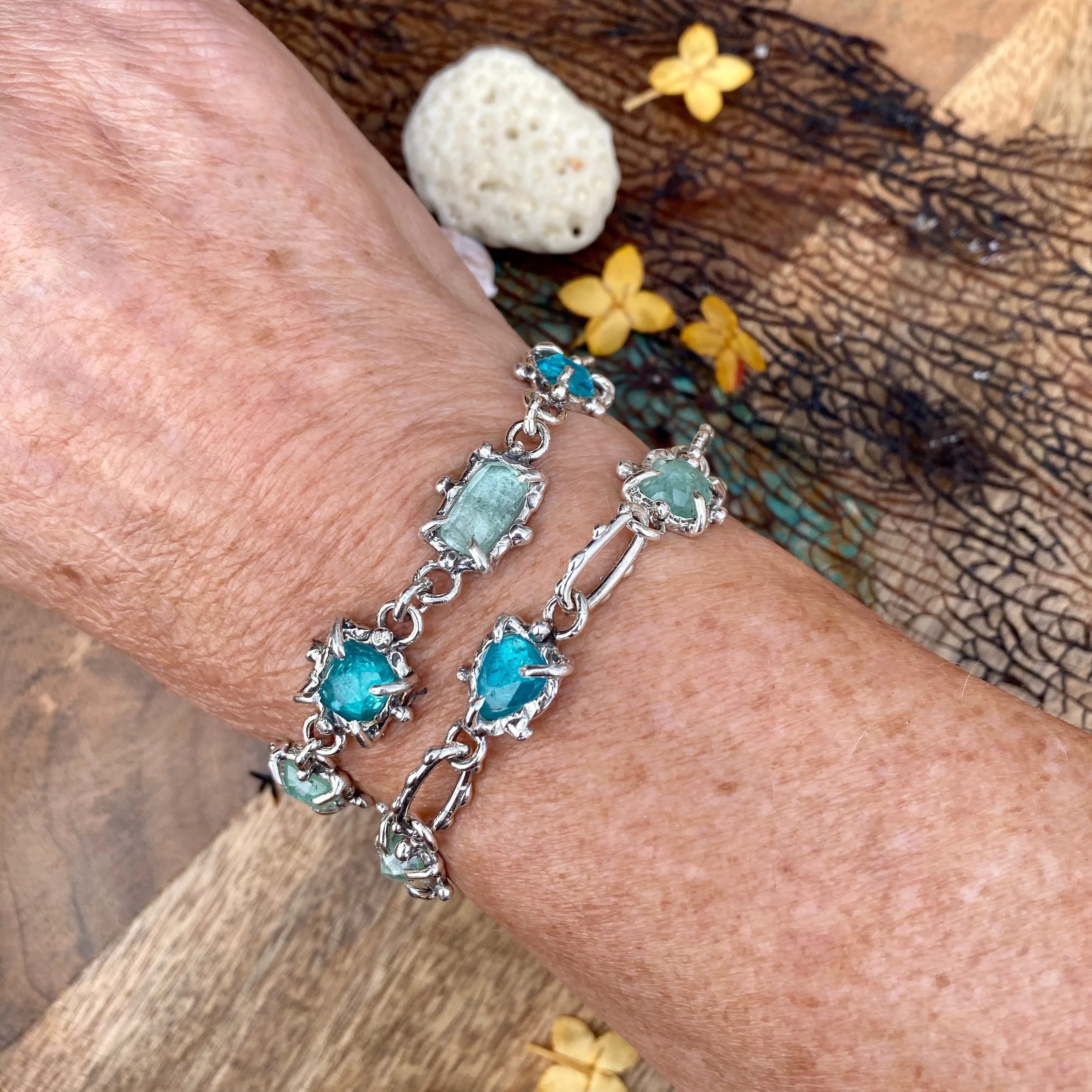 Poseidon Sea Gem hand cast sterling silver bracelet