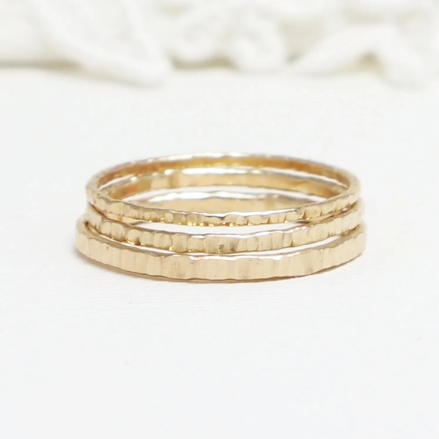 Prosperity Line Hammered Rings