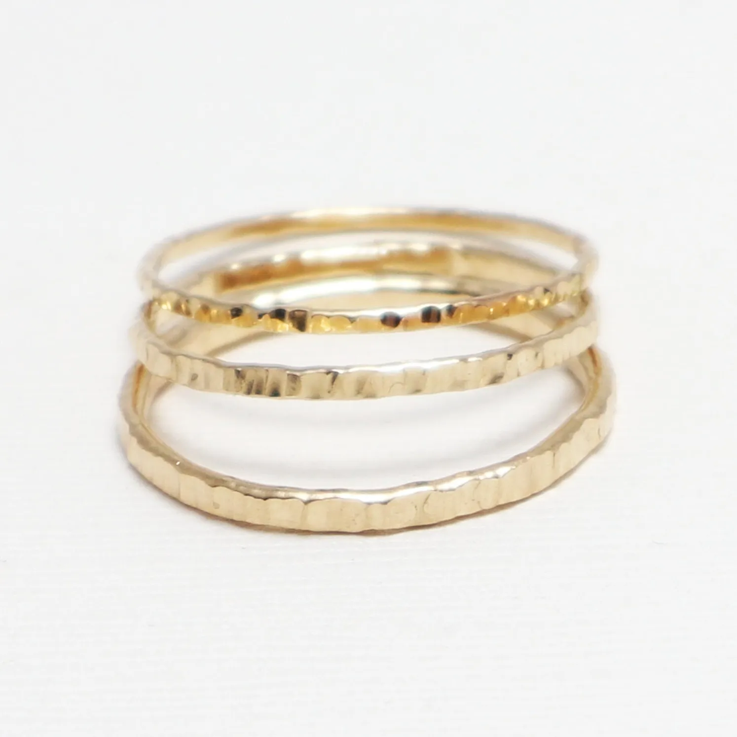 Prosperity Line Hammered Rings