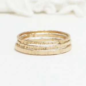 Prosperity Line Hammered Rings