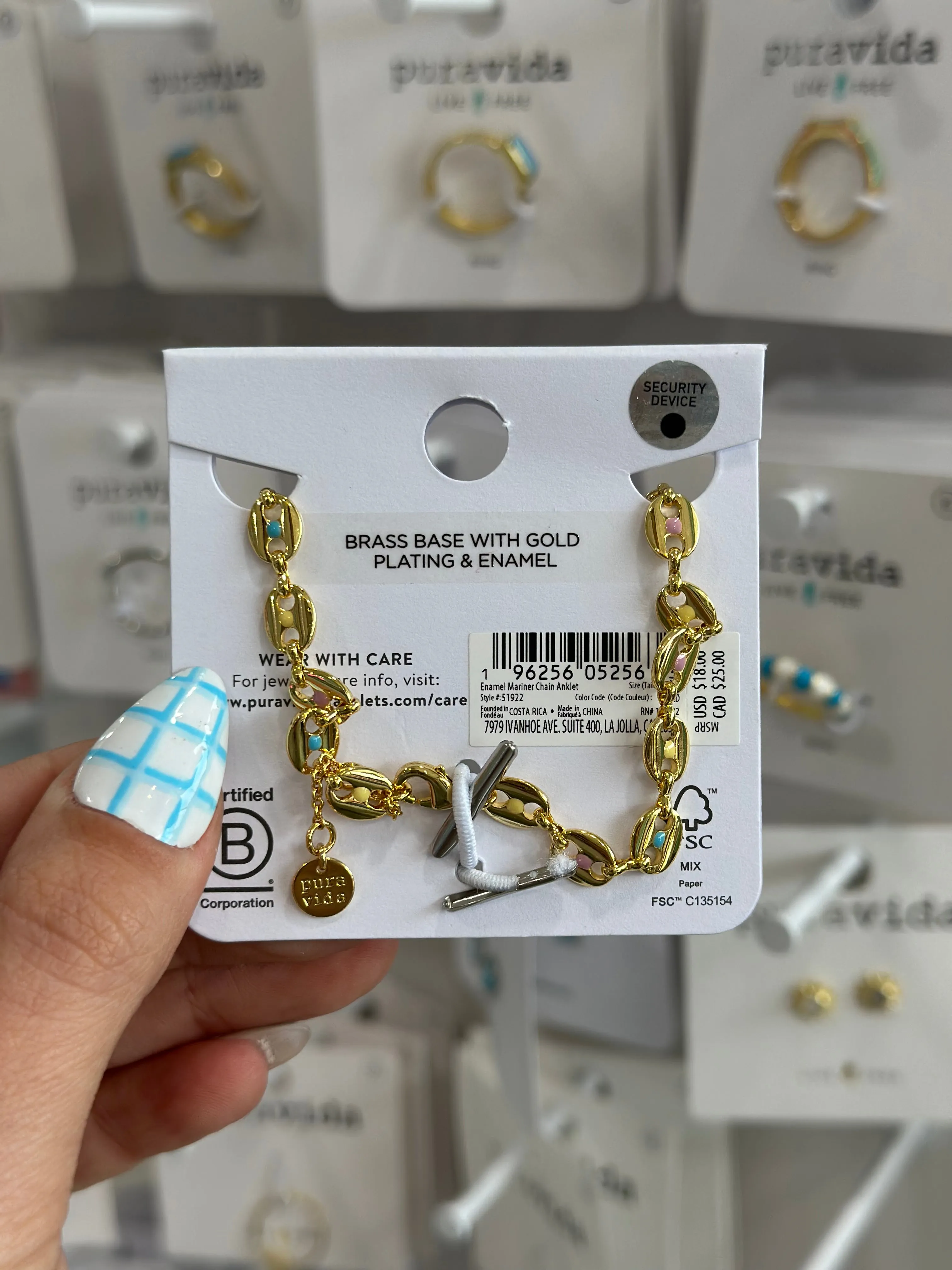 Pura Vida Enamel Mariner Chain Anklet