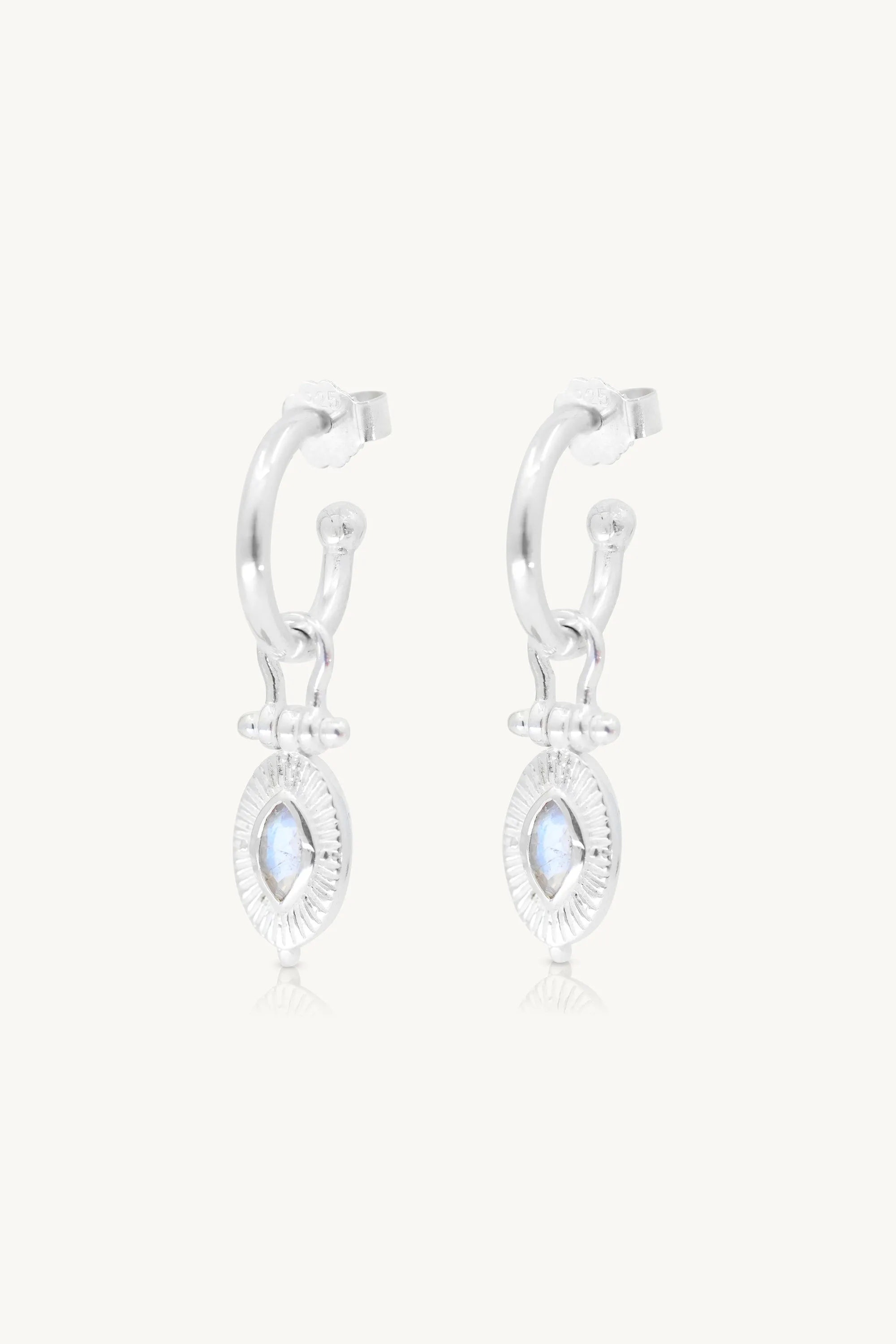 Radiance Moonstone Silver Hoops