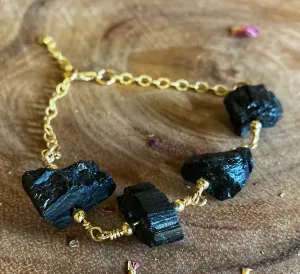Raw Black tourmaline bracelet 