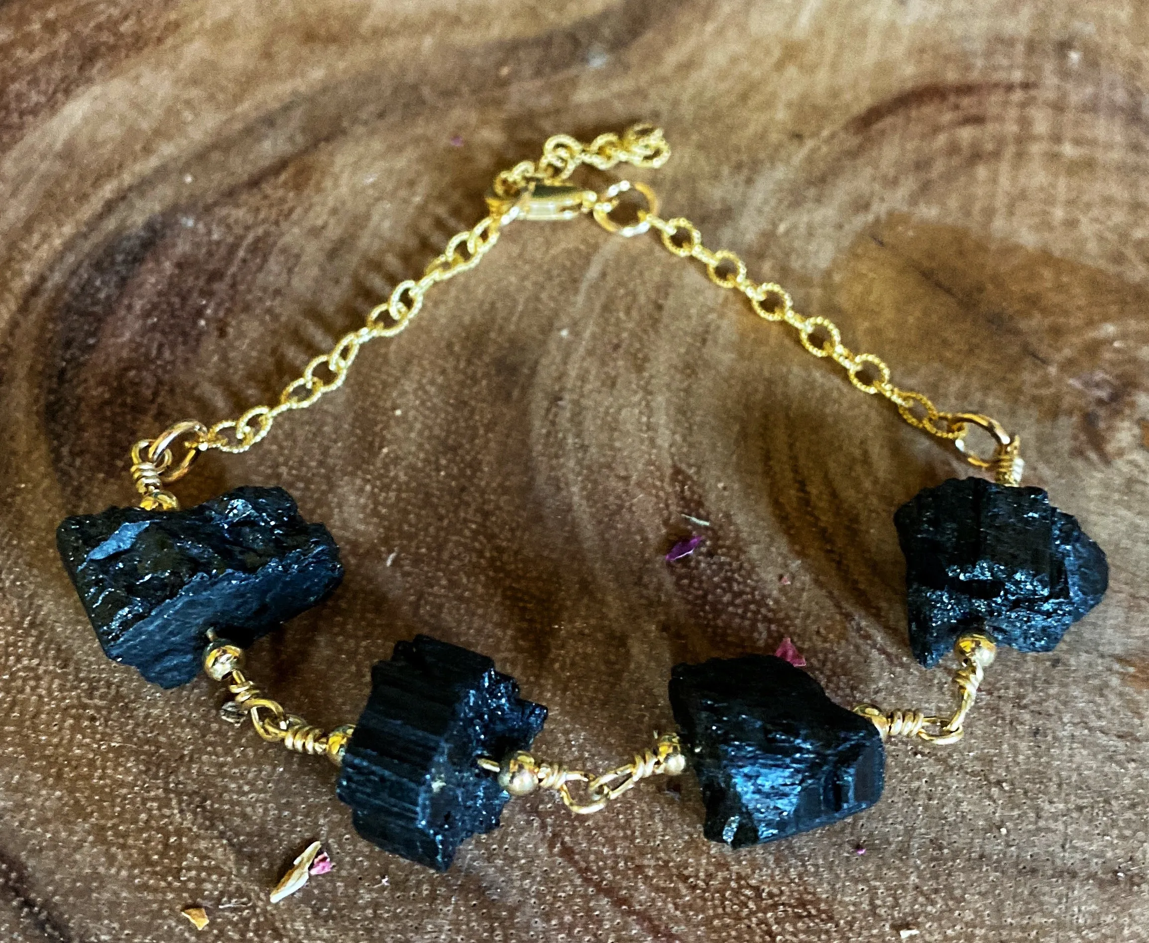 Raw Black tourmaline bracelet 