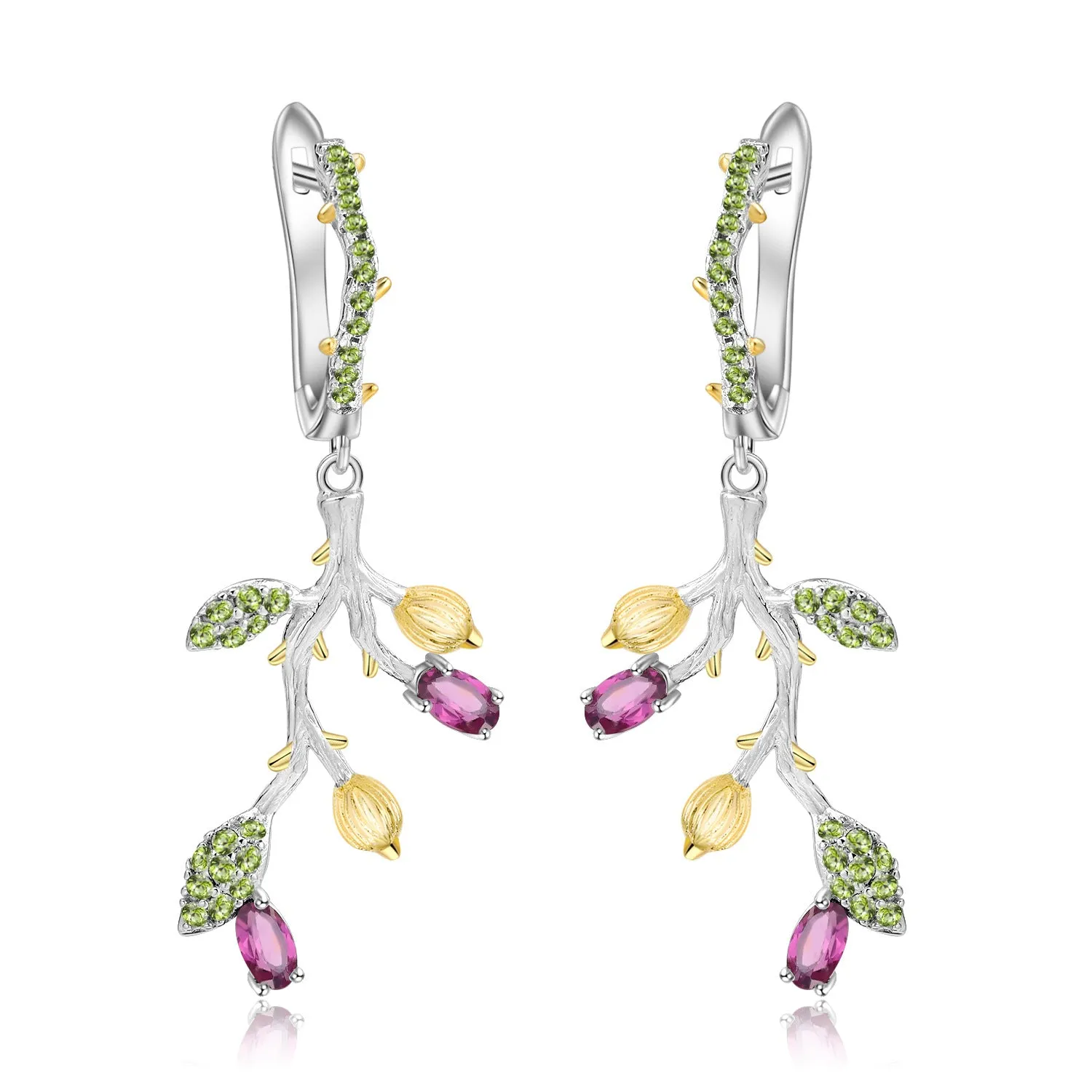 Retro 925 Silver Natural Color Drop Earrings for Women