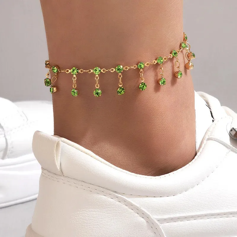 Rhinestone Tassel Anklet