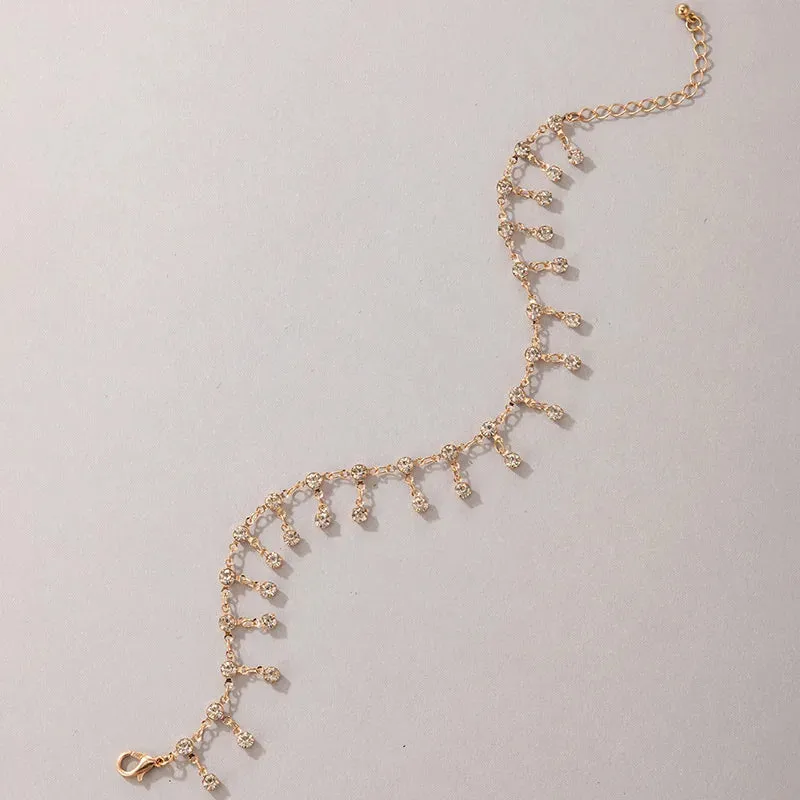Rhinestone Tassel Anklet