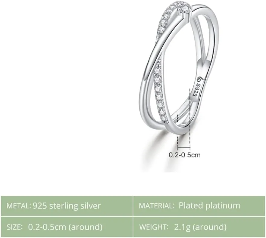 Rings Intertwined Lines Finger For Women Fine Jewelry Plated Platinum
