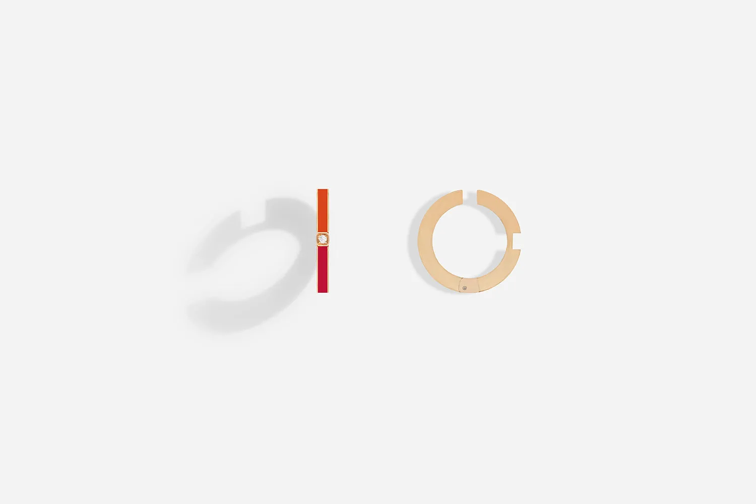ROSE GOLD ORANGE & RED LACQUER EAR CUFFS