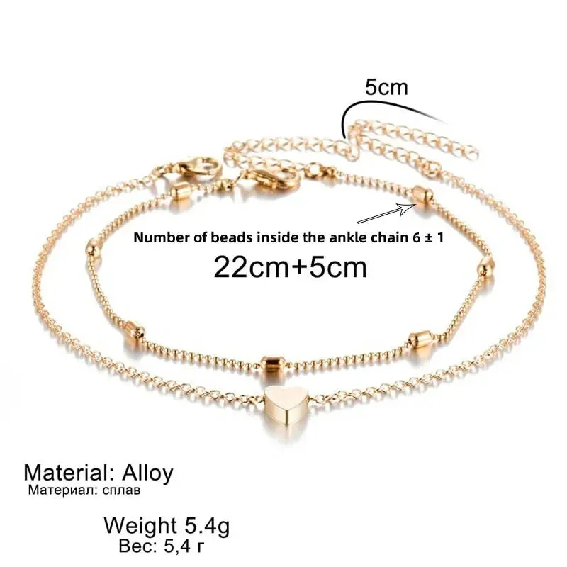 Round Bead Chain Love Anklet