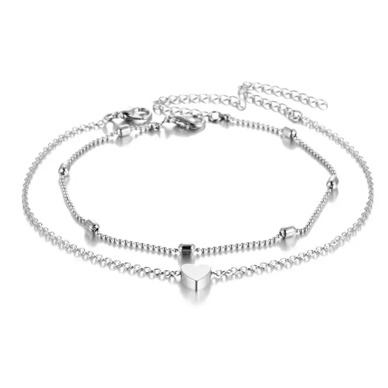 Round Bead Chain Love Anklet