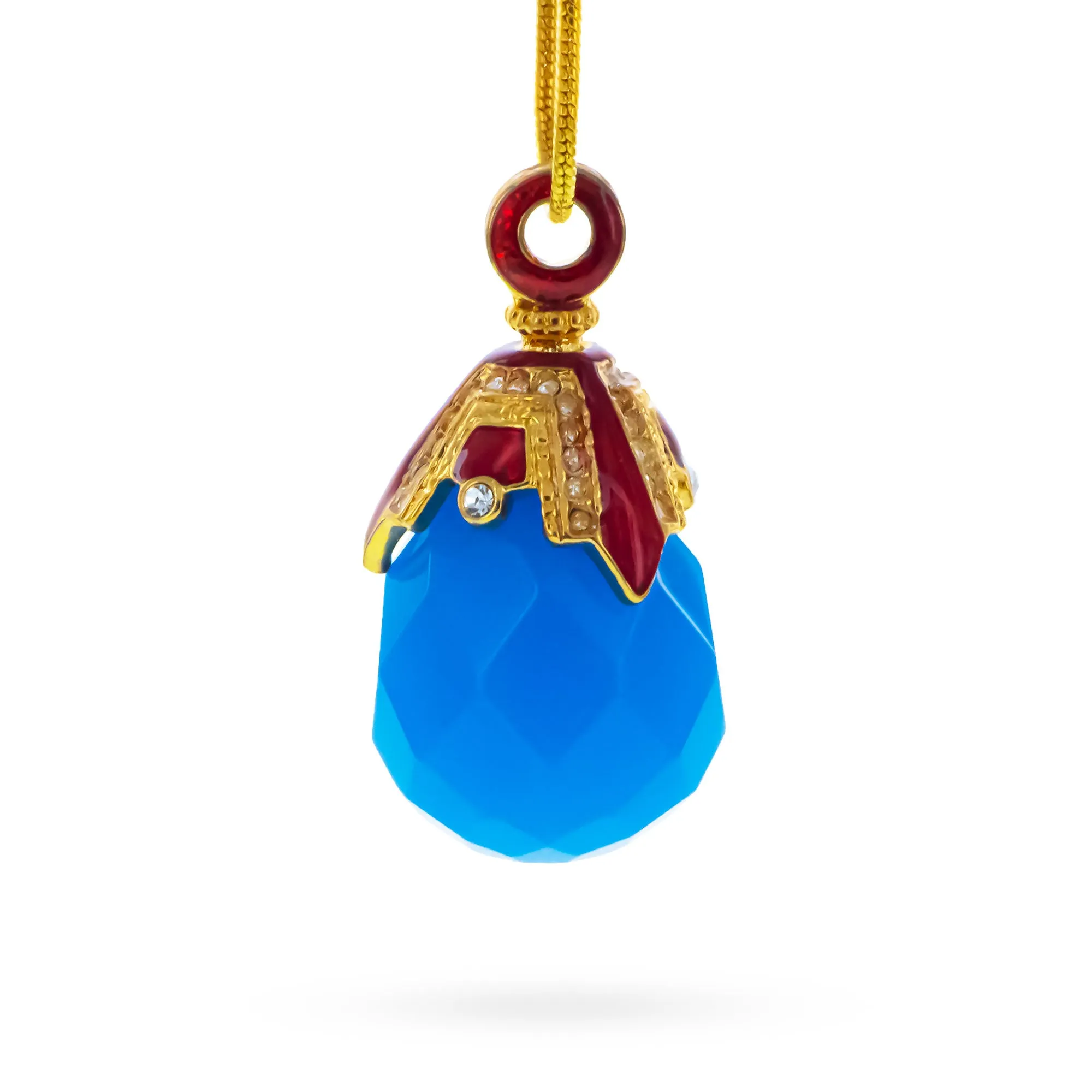 Royal Blue Raindrop Crystal Egg Pendant Necklace
