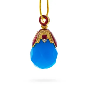 Royal Blue Raindrop Crystal Egg Pendant Necklace