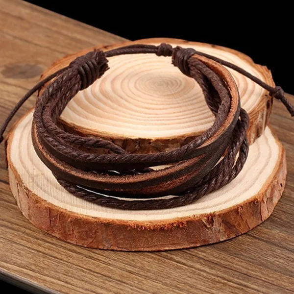 Rustic Leather Wrap Bracelet