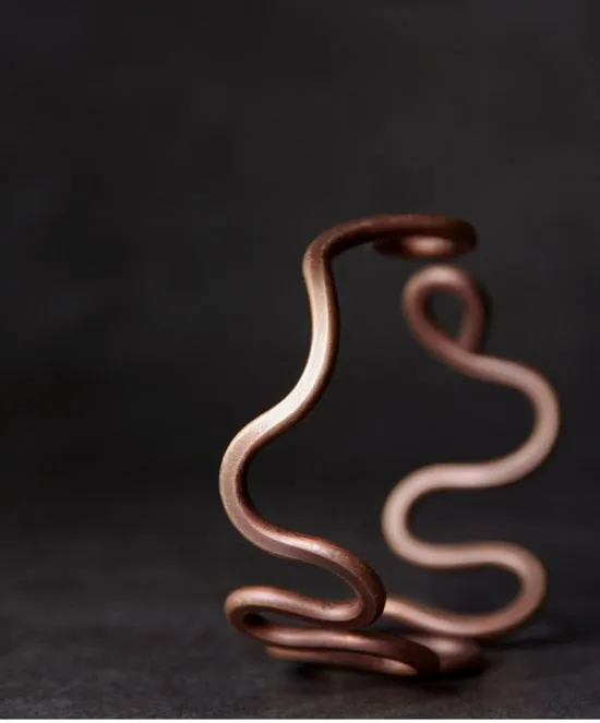 Rustic Wave Handcrafted Solid Copper Bangle