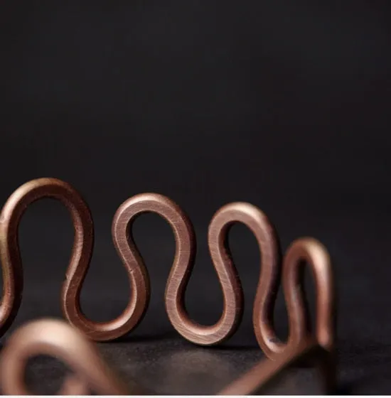 Rustic Wave Handcrafted Solid Copper Bangle