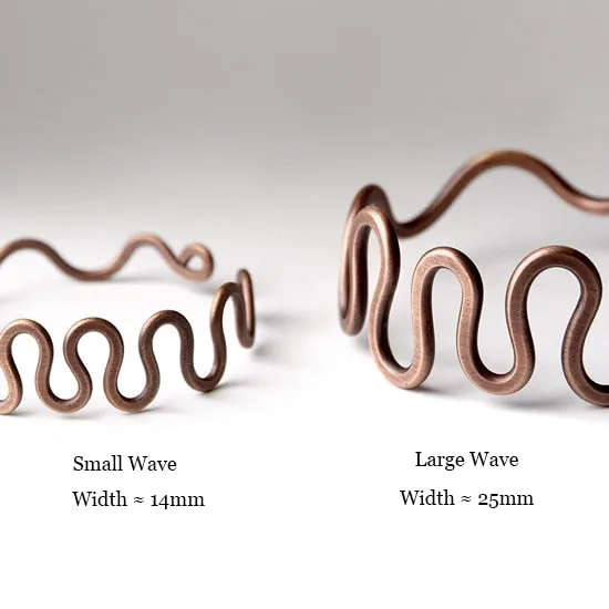 Rustic Wave Handcrafted Solid Copper Bangle