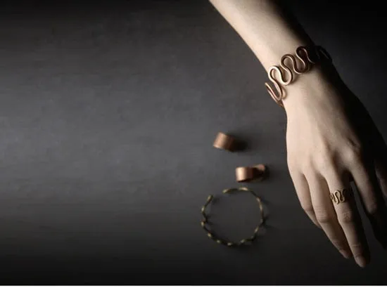 Rustic Wave Handcrafted Solid Copper Bangle