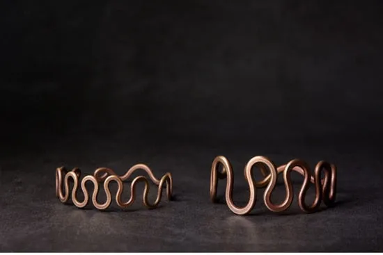 Rustic Wave Handcrafted Solid Copper Bangle