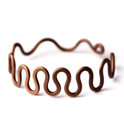 Rustic Wave Handcrafted Solid Copper Bangle