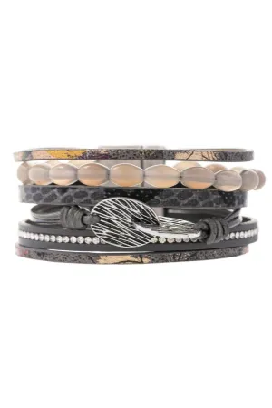 Saachi Agate Beaded Leather Bracelet