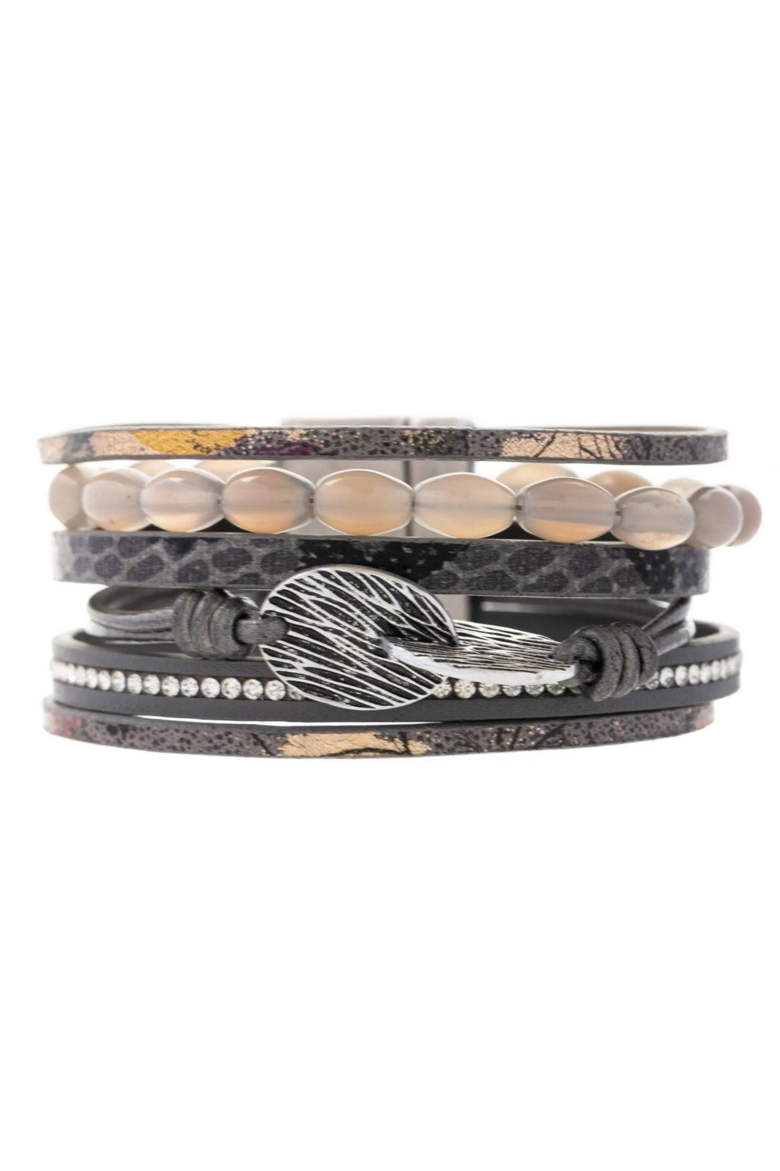 Saachi Agate Beaded Leather Bracelet