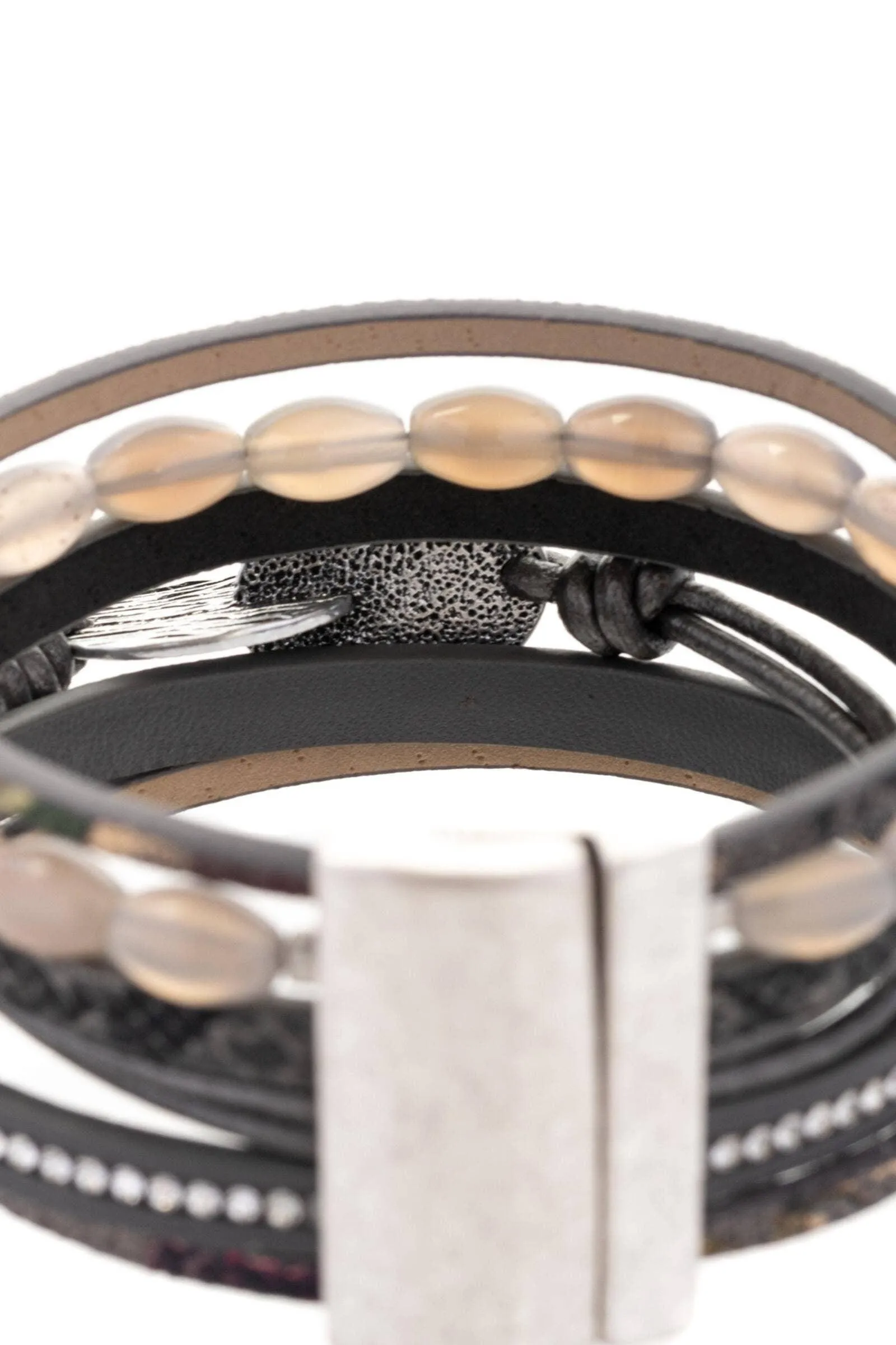 Saachi Agate Beaded Leather Bracelet